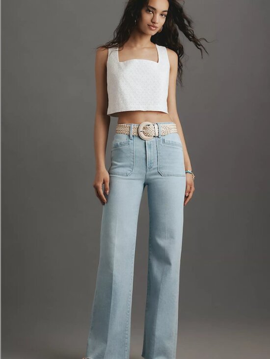 PAIGE Denim - PAIGE Anessa High-Rise Wide Leg Women’s Jeans in Suki Distressed - Size 32P
